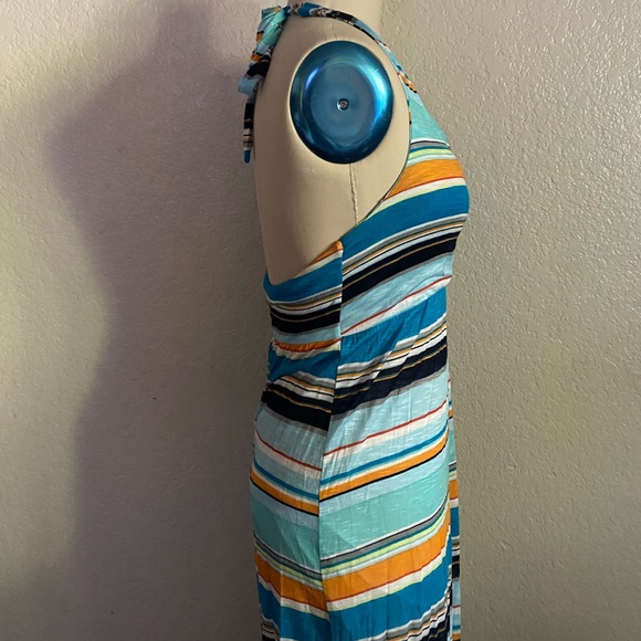 Michael Stars Halter Multi Color Striped Cotton Maxi Summer Dress - Picture 5 of 12